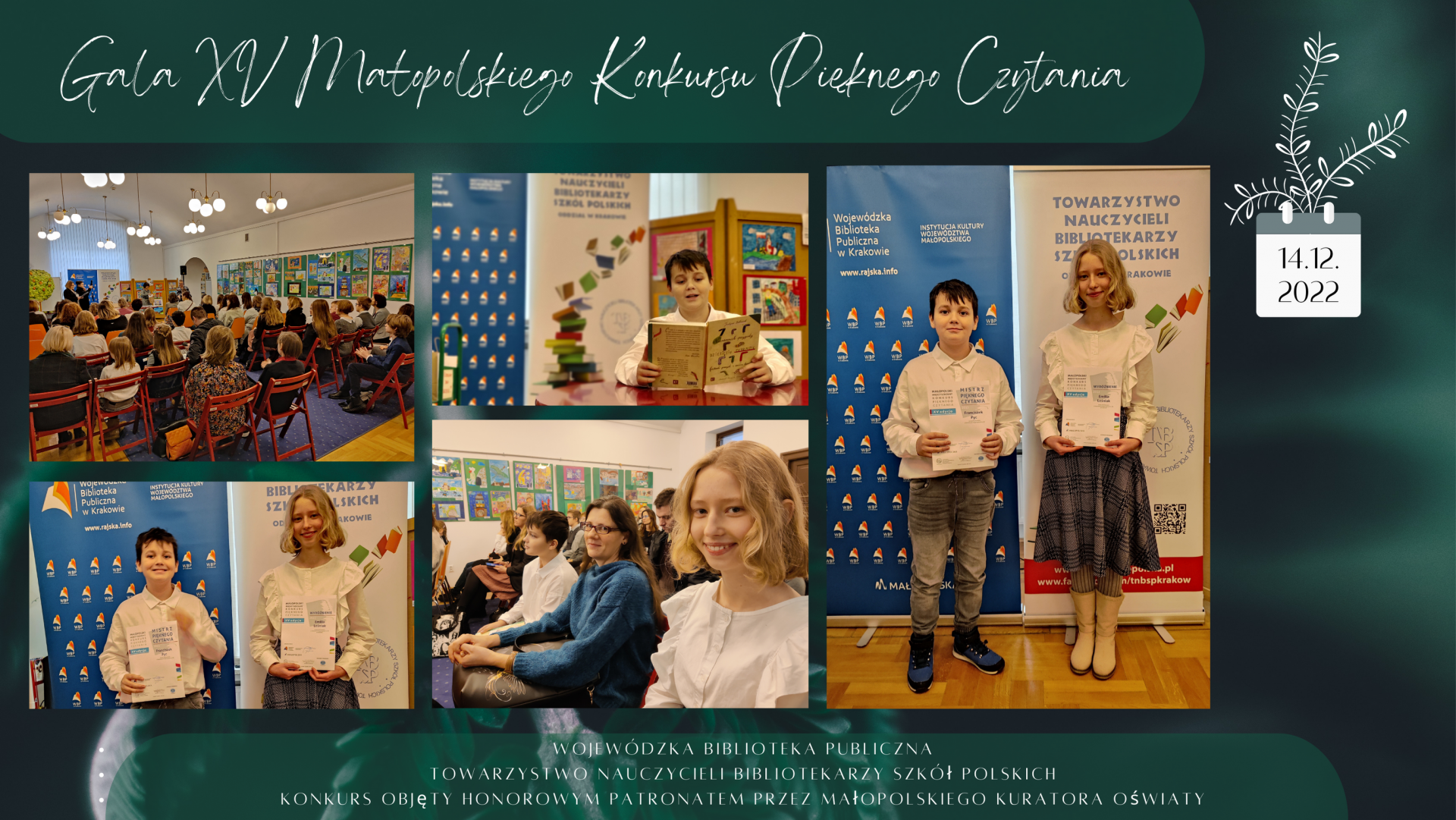 Uczniowie naszej szkoły laureatami XV edycji Małopolskiego Konkursu Pięknego Czytania.