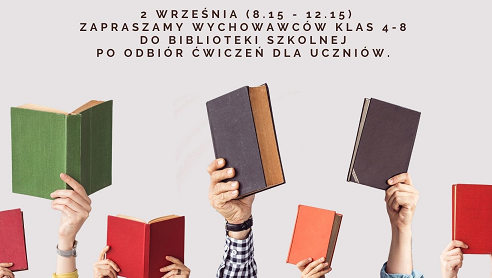 Odbiór ćwiczeń dla uczniów klas 4,5,6,7,8
