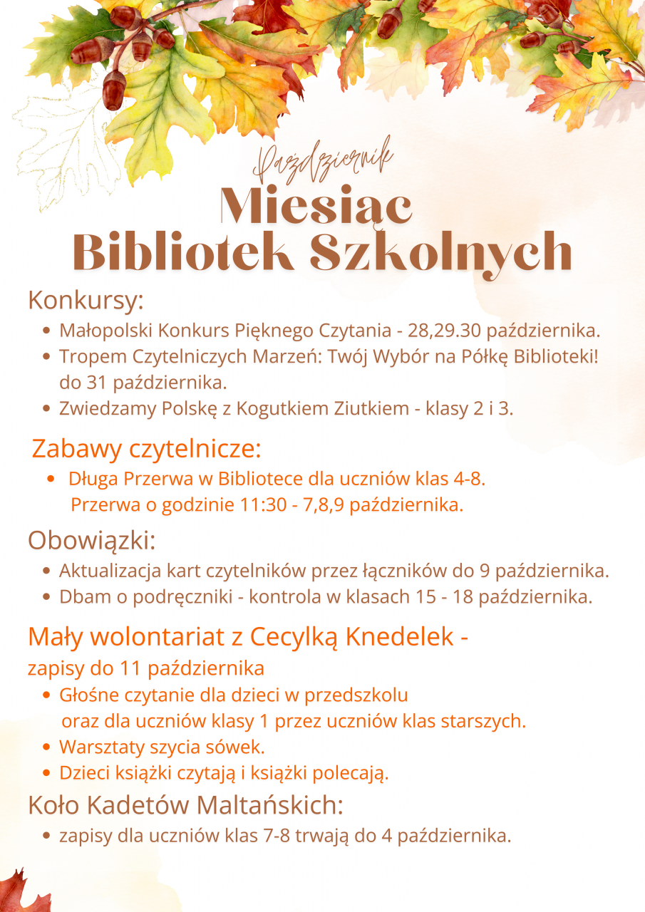 Październik - Miesiąc Bibliotek Szkolnych